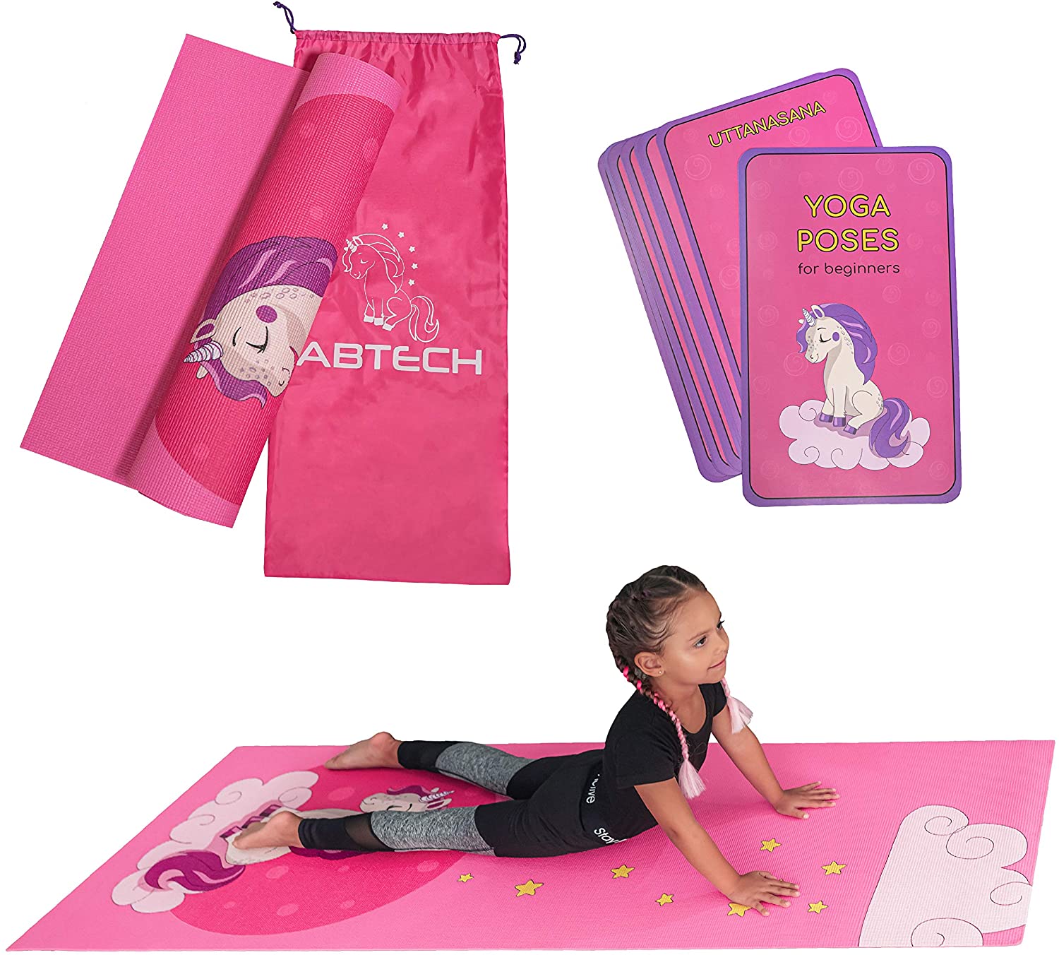 ABTECH Kids Yoga Mat Set – Fun Unicorn Yoga Mat for Girls