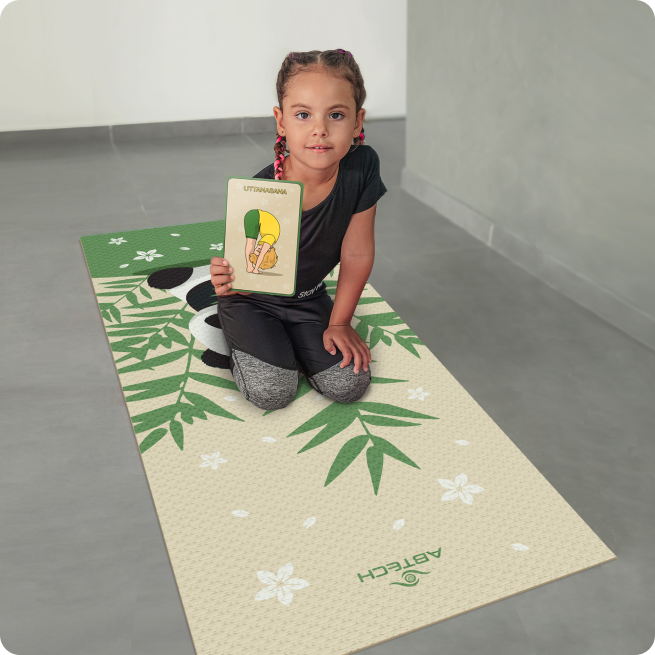 Panda Yoga Mat + Cards  For Girls and Boys