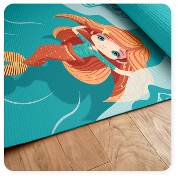 Mermaid Yoga Mat + Cards  For Girls