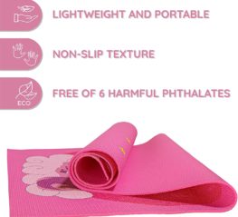 Yoga Starter Kit for Kids by ABTECH Non-Toxic Chemical Free Pink Yoga Set for Girls 5 Pcs Yoga Blocks Non-Slip Yoga Towel Yoga Ball w/ Pump & a Unicorn Design Drawstring Bag Ages 3-12 